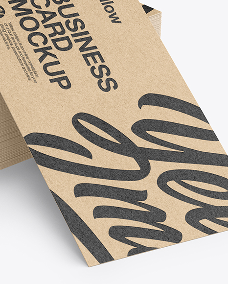 Stack of Kraft Business Cards Mockup