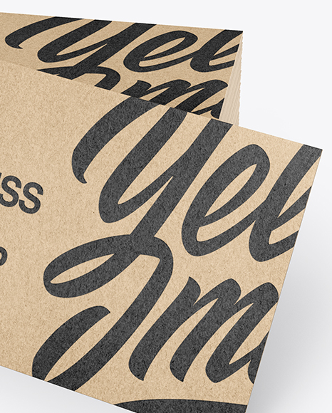 Stack of Kraft Business Cards Mockup