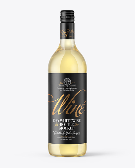 Clear Glass White Wine Bottle Mockup