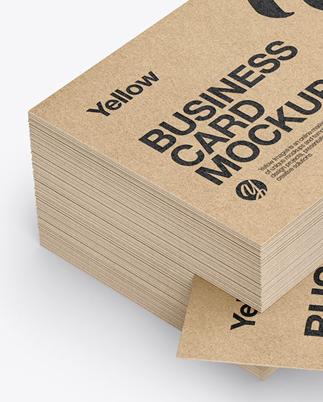 Stack of Kraft Business Cards Mockup