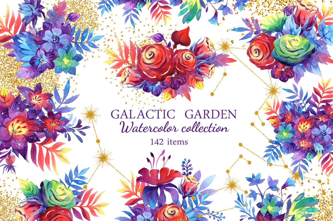 Galactic Garden. Galaxy floral watercolor collections! Galactic Garden. Galaxy floral watercolor collections!