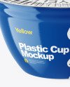 Glossy Plastic Cup with Foil Lid Mockup