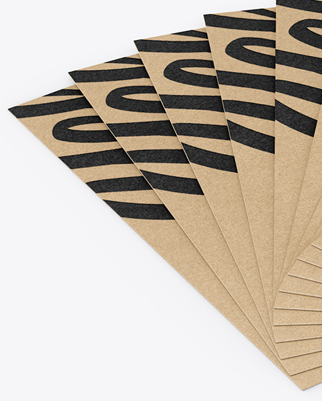 Stack of Kraft Business Cards Mockup