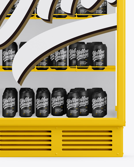 Glass Door Fridge w/ Cans Mockup Glass Door Fridge w/ Cans Mockup