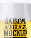 Tulip Glass With Saison Ale Mockup