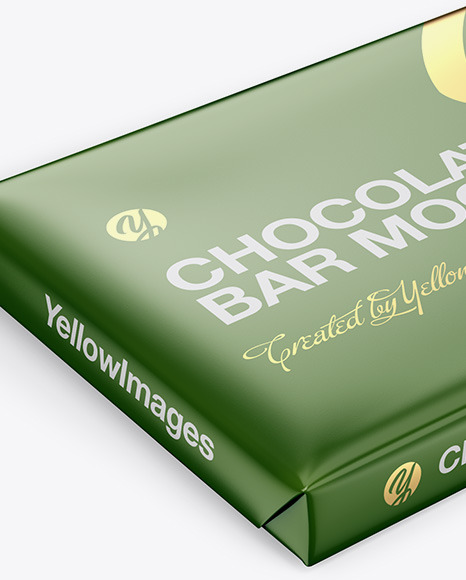 Glossy Chocolate Bar Mockup - Halfside View (High Angle Shot)