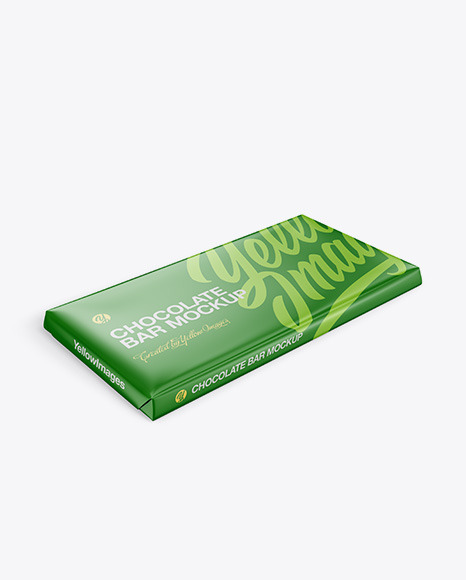 Glossy Chocolate Bar Mockup - Halfside View (High Angle Shot)