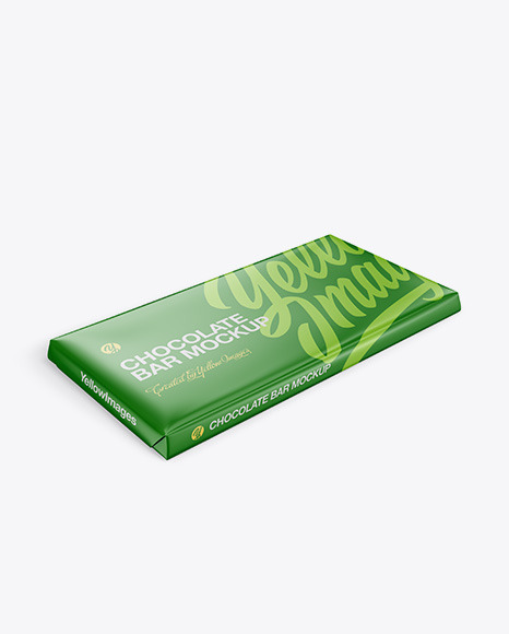 Glossy Chocolate Bar Mockup - Halfside View (High Angle Shot)