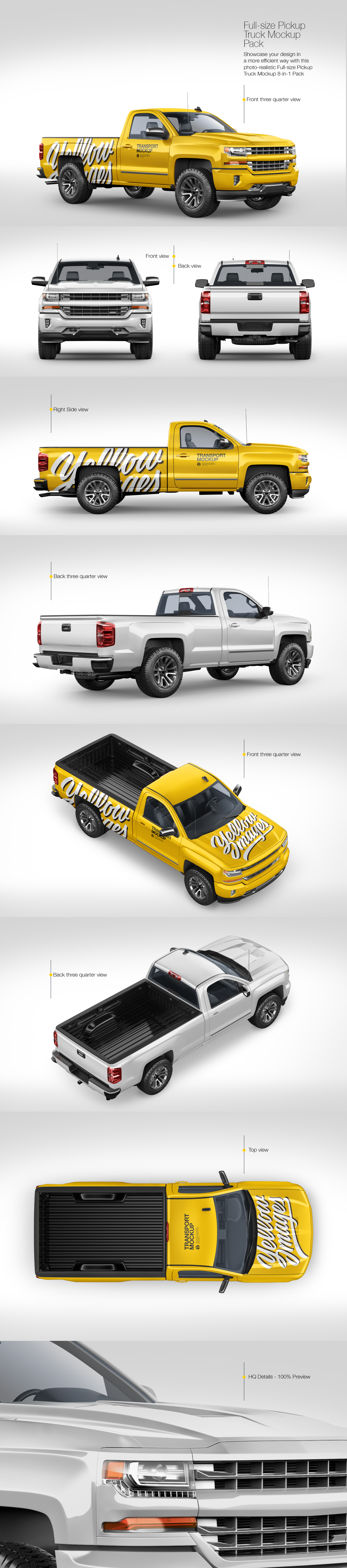 Full-Size Pickup Truck Mockup Pack Full-Size Pickup Truck Mockup Pack