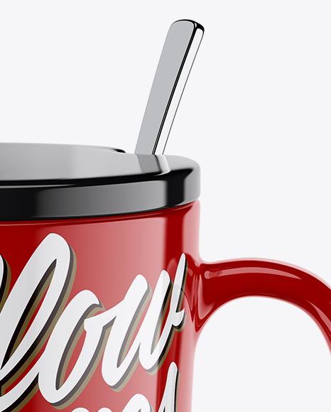 Glossy Mug with Lid Mockup