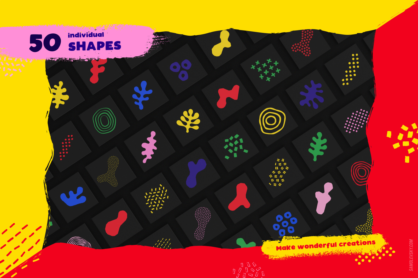 100 Hand-drawn seamless patterns and shapes