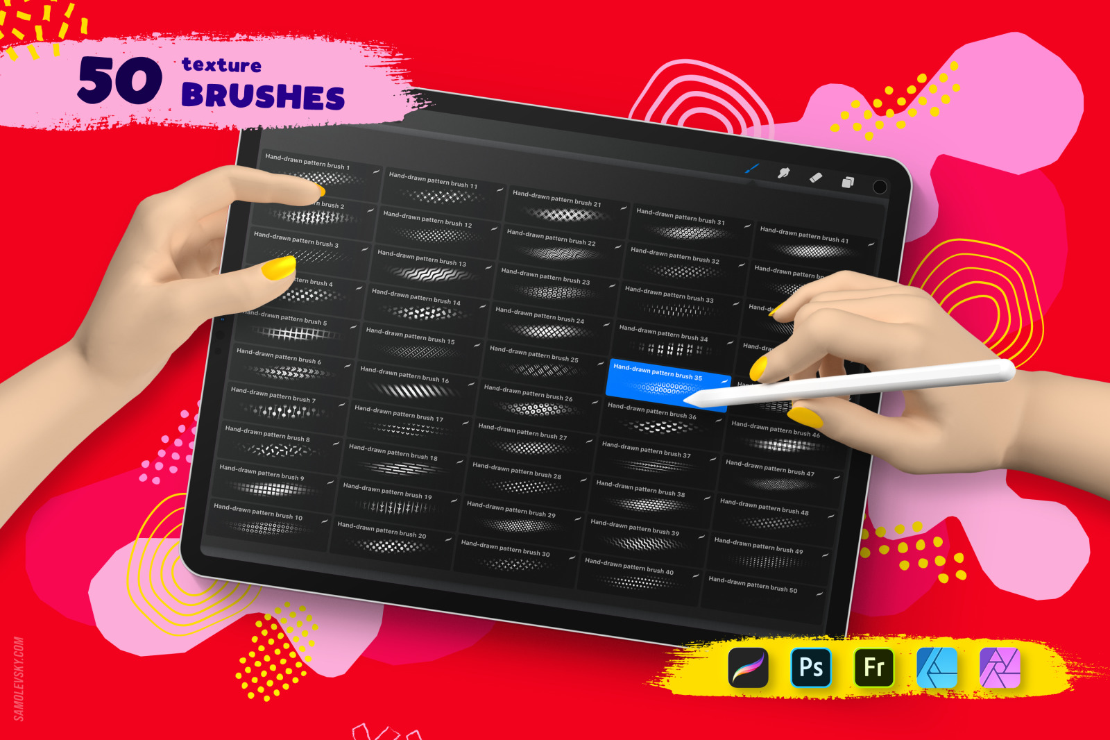 100 Hand-drawn seamless patterns and shapes 100 Hand-drawn seamless patterns and shapes