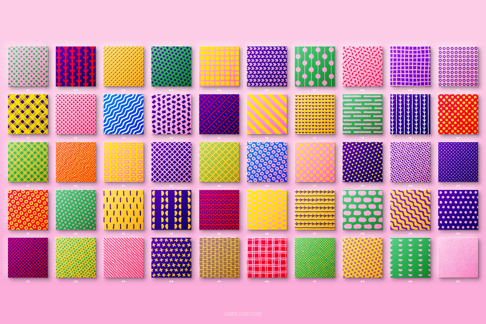 100 Hand-drawn seamless patterns and shapes