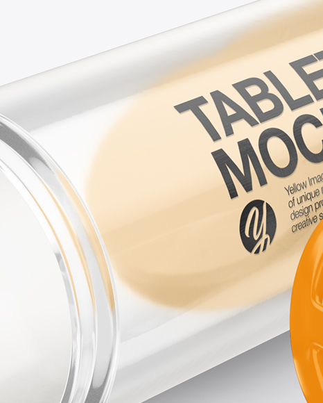 Opened Clear Tube With Tablets Mockup