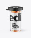 Clear Bottle With Orange Pills Mockup