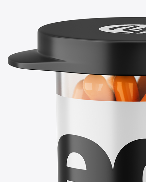 Clear Bottle With Orange Pills Mockup