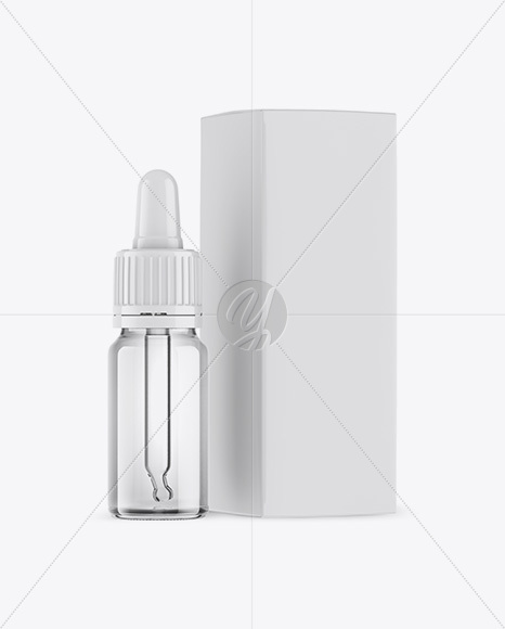 Clear Glass Dropper Bottle w/ Box Mockup