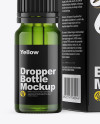 Green Glass Dropper Bottle w/ Box Mockup