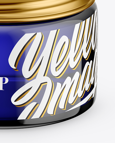 Blue Glass Cosmetic Jar Mockup