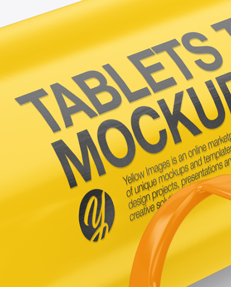 Opened Glossy Tube With Tablets Mockup