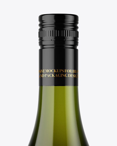 Green Glass White Wine Bottle Mockup