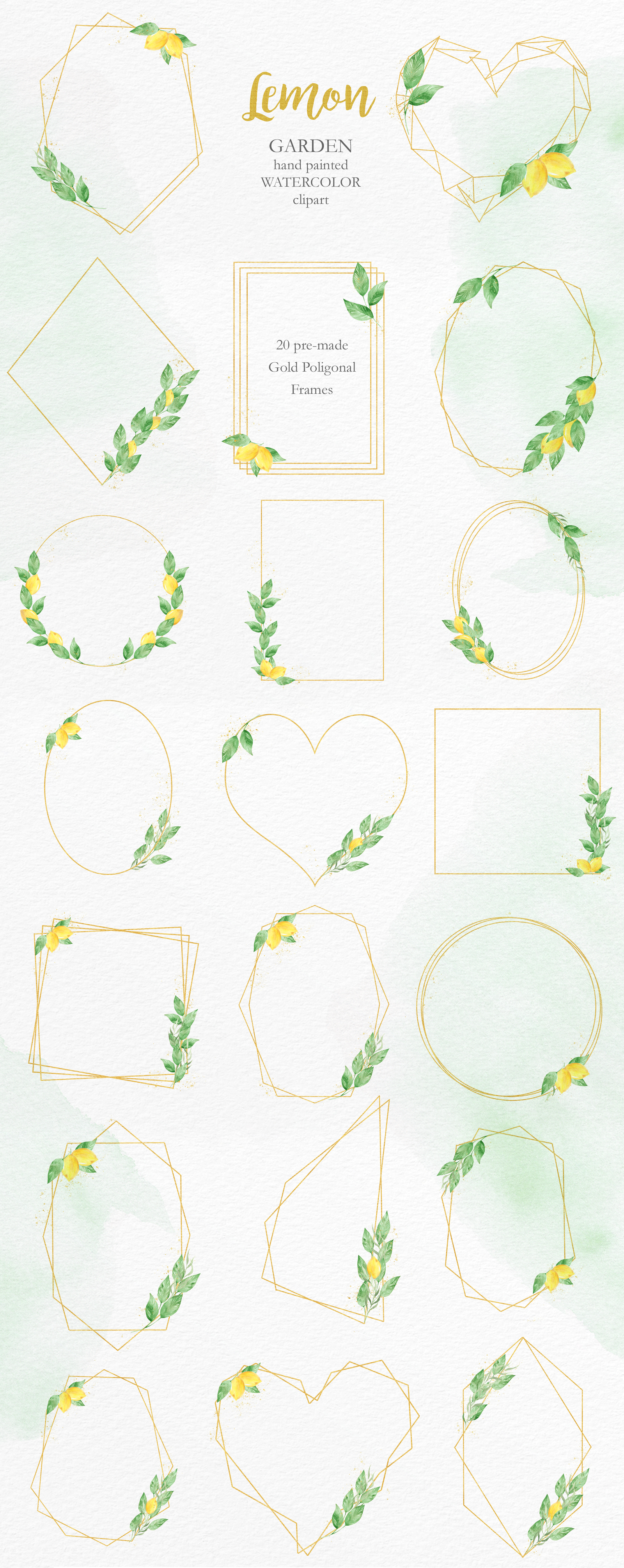 Watercolor Lemon Clipart Collection Watercolor Lemon Clipart Collection