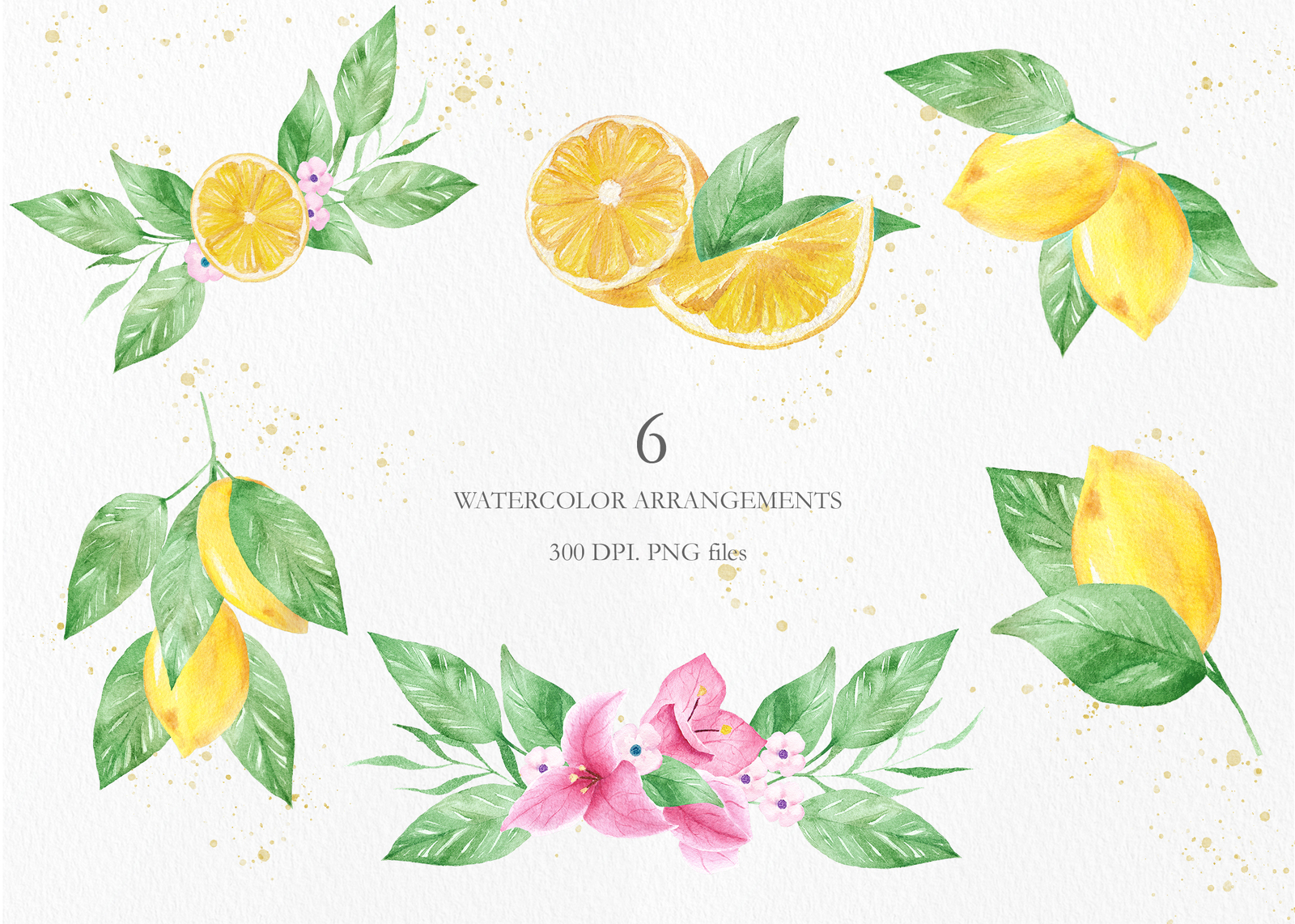 Watercolor Lemon Clipart Collection