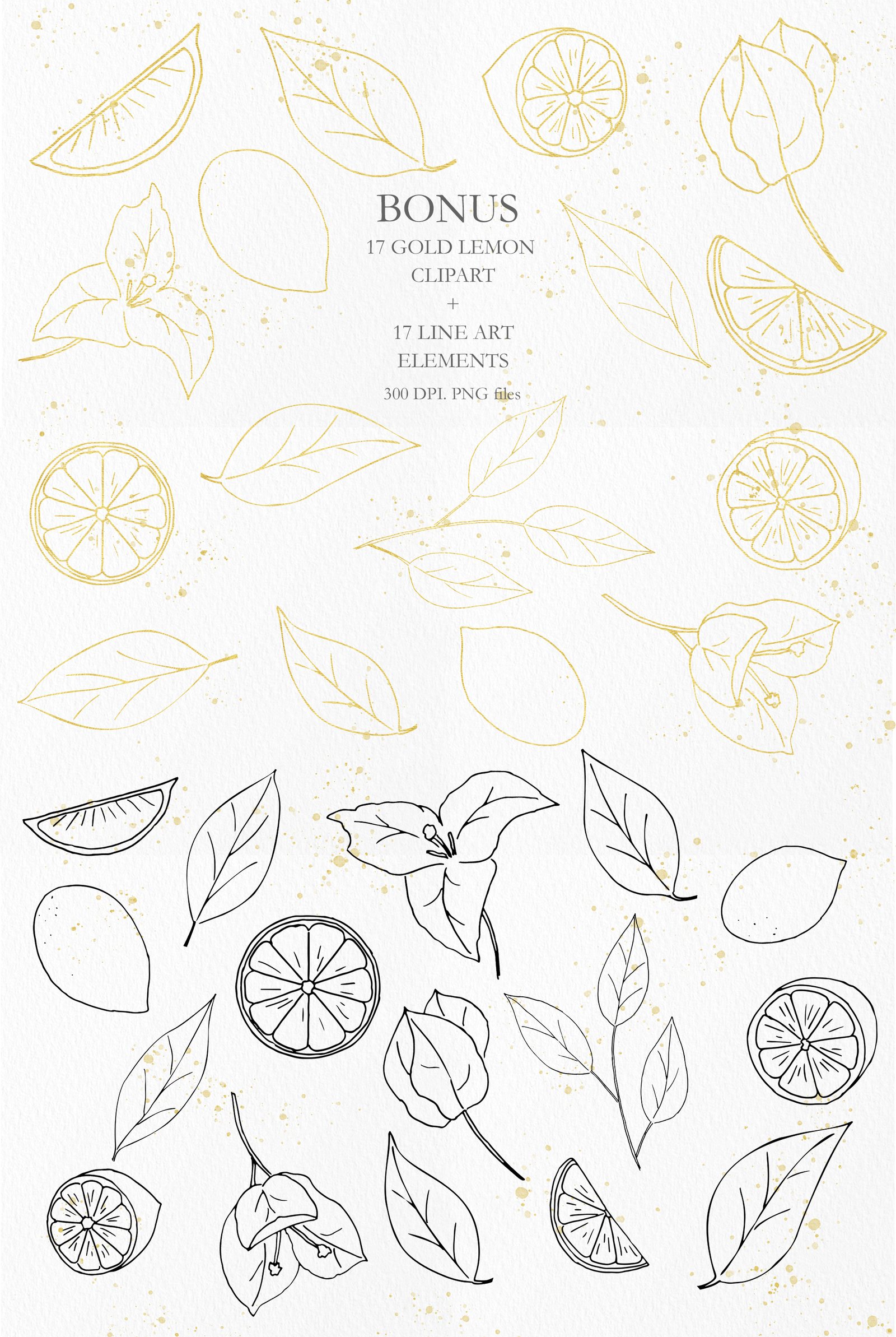 Watercolor Lemon Clipart Collection