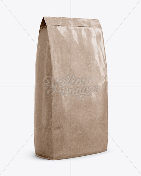 Glossy Kraft Paper Bag Mockup - Halfside View