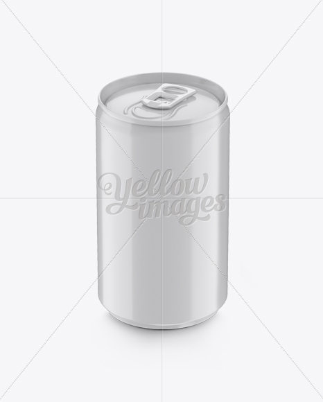 150ml Aluminium Can With Glossy Finish Mockup (High-Angle Shot) - Free