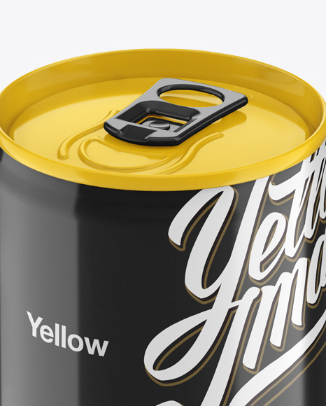 150ml Aluminium Can With Glossy Finish Mockup (High-Angle Shot)