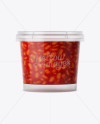 Glossy Plastic Container With Beans Mockup - Eye-Level Shot