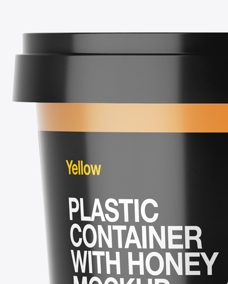 Frosted Plastic Container With Honey Mockup - Eye-Level Shot - Free