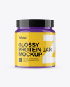 Glossy Protein Jar Mockup - Front View