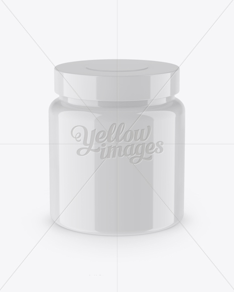 Glossy Protein Jar Mockup - Front View (High-Angle Shot)