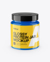 Glossy Protein Jar Mockup - Front View (High-Angle Shot)