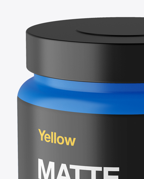 Matte Protein Jar Mockup - Front View (High-Angle Shot)