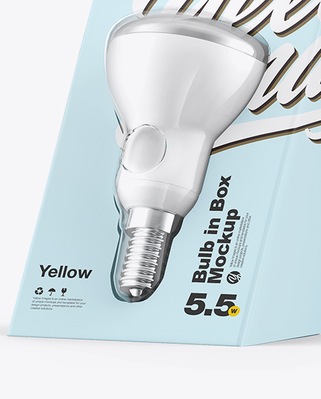 Bulb 5.5W in Box Mockup - Half Side View