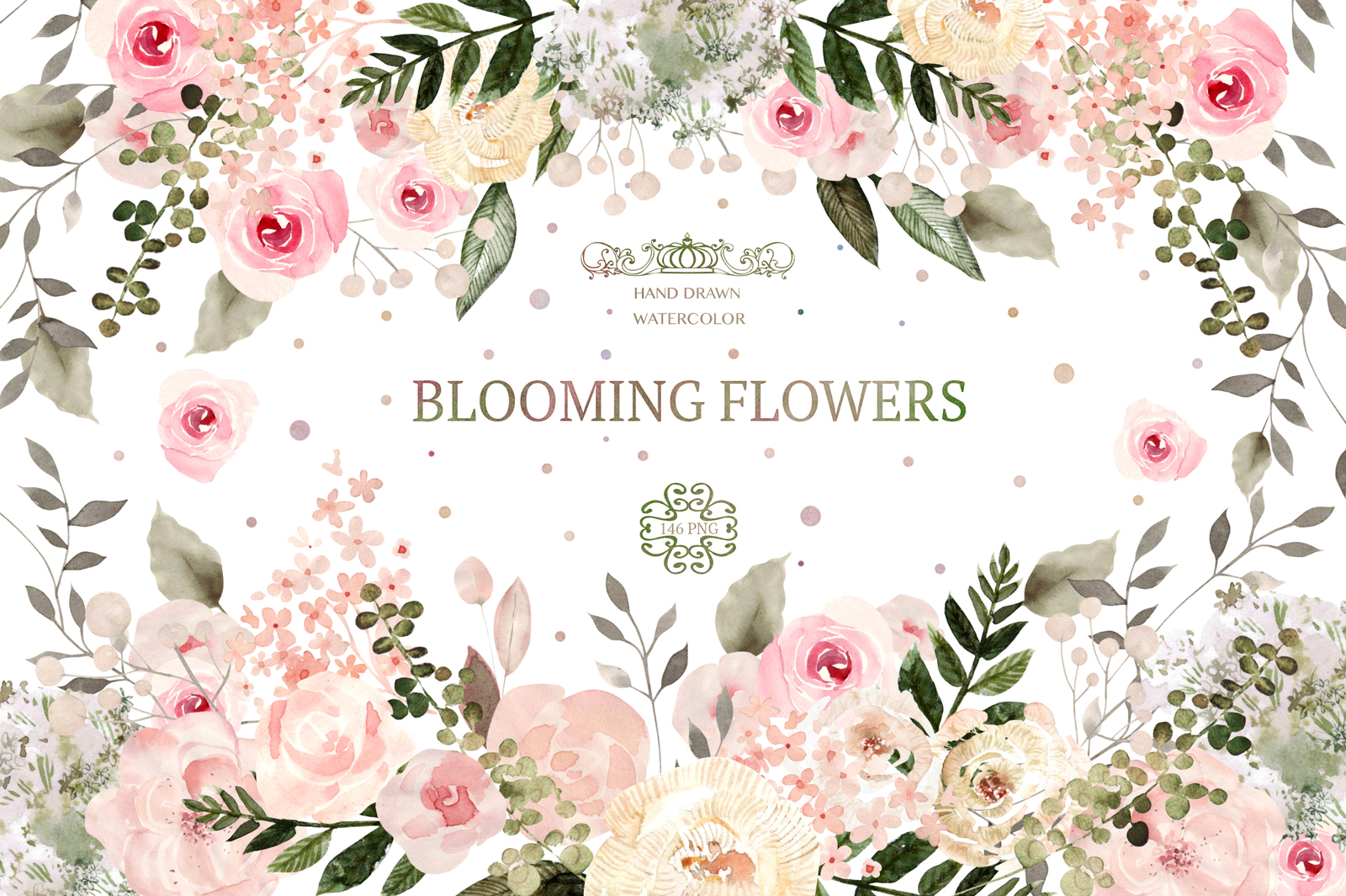 Watercolor Blooming Flowers Watercolor Blooming Flowers