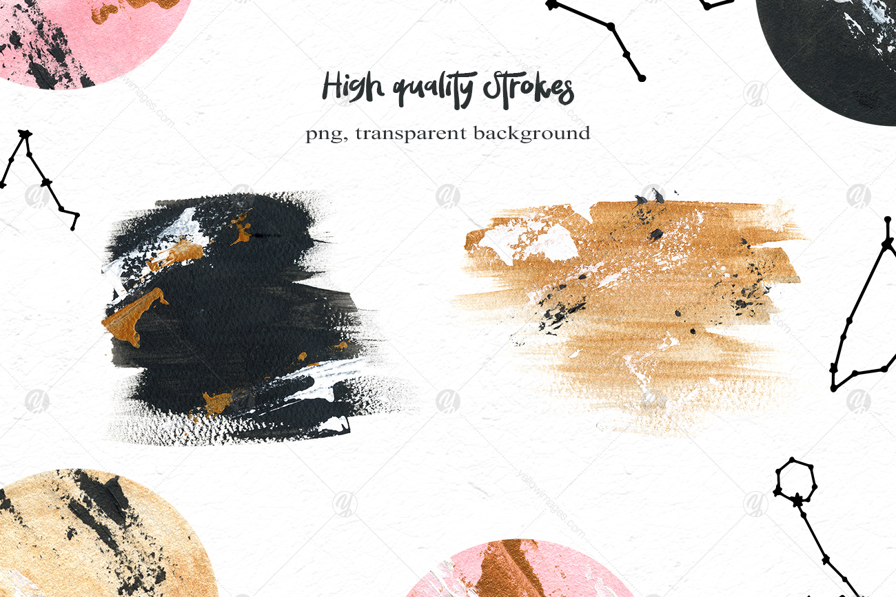 Black Moon clipart, watercolor stylish planet