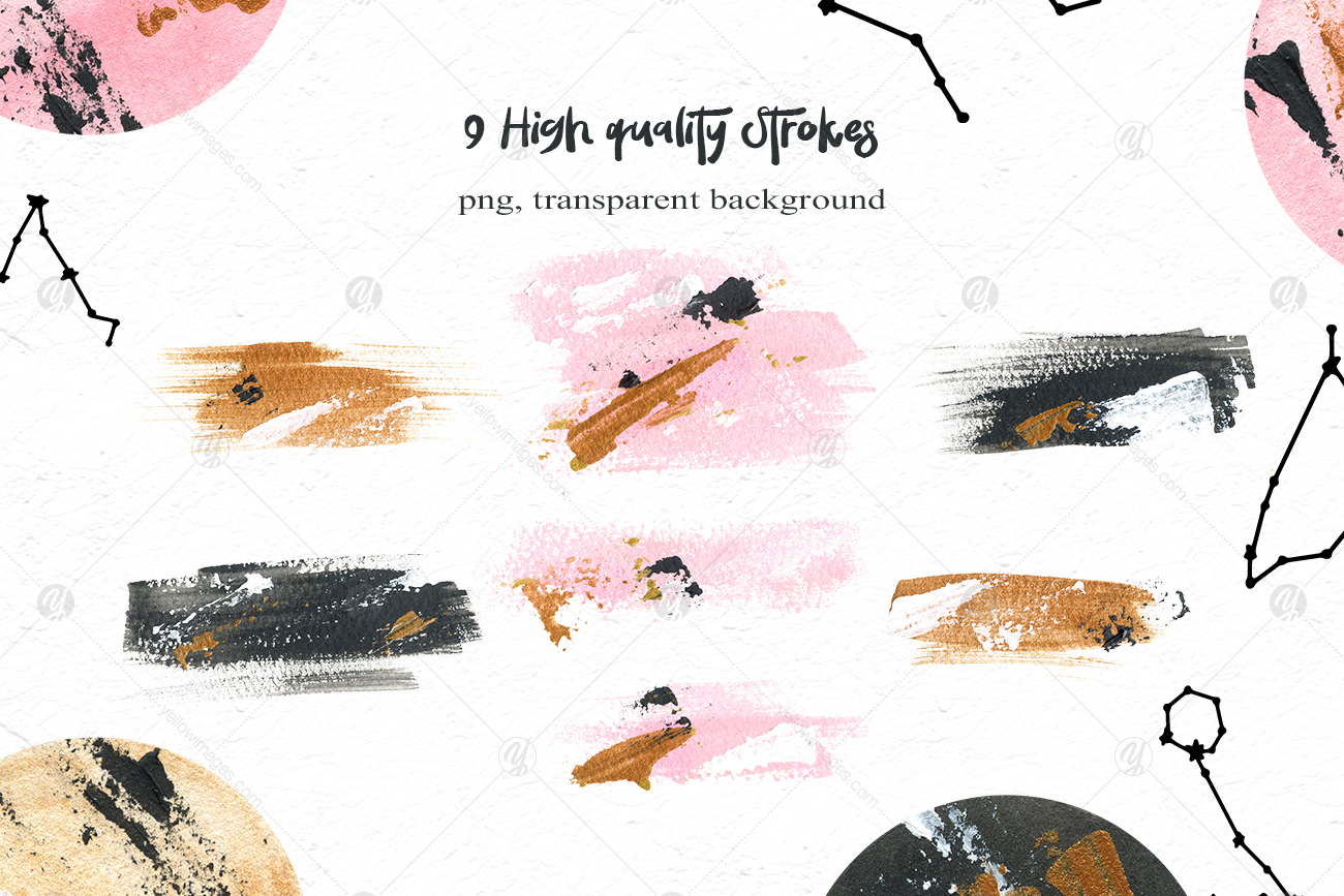 Black Moon clipart, watercolor stylish planet