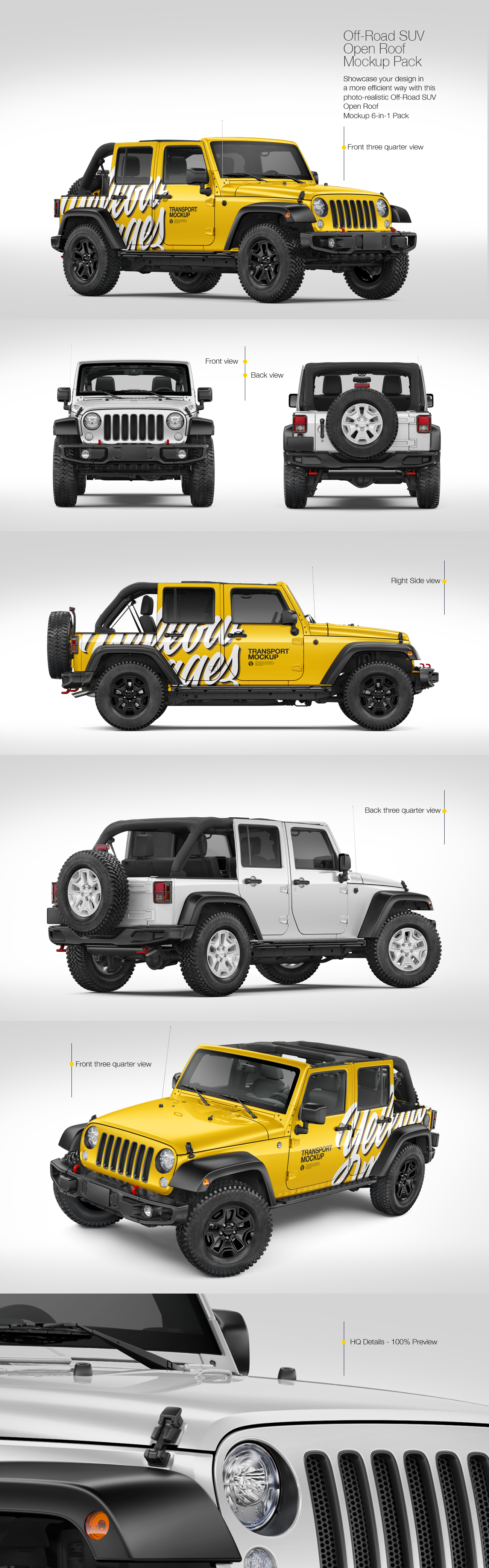 Off-Road SUV Open Roof Mockup Pack Off-Road SUV Open Roof Mockup Pack