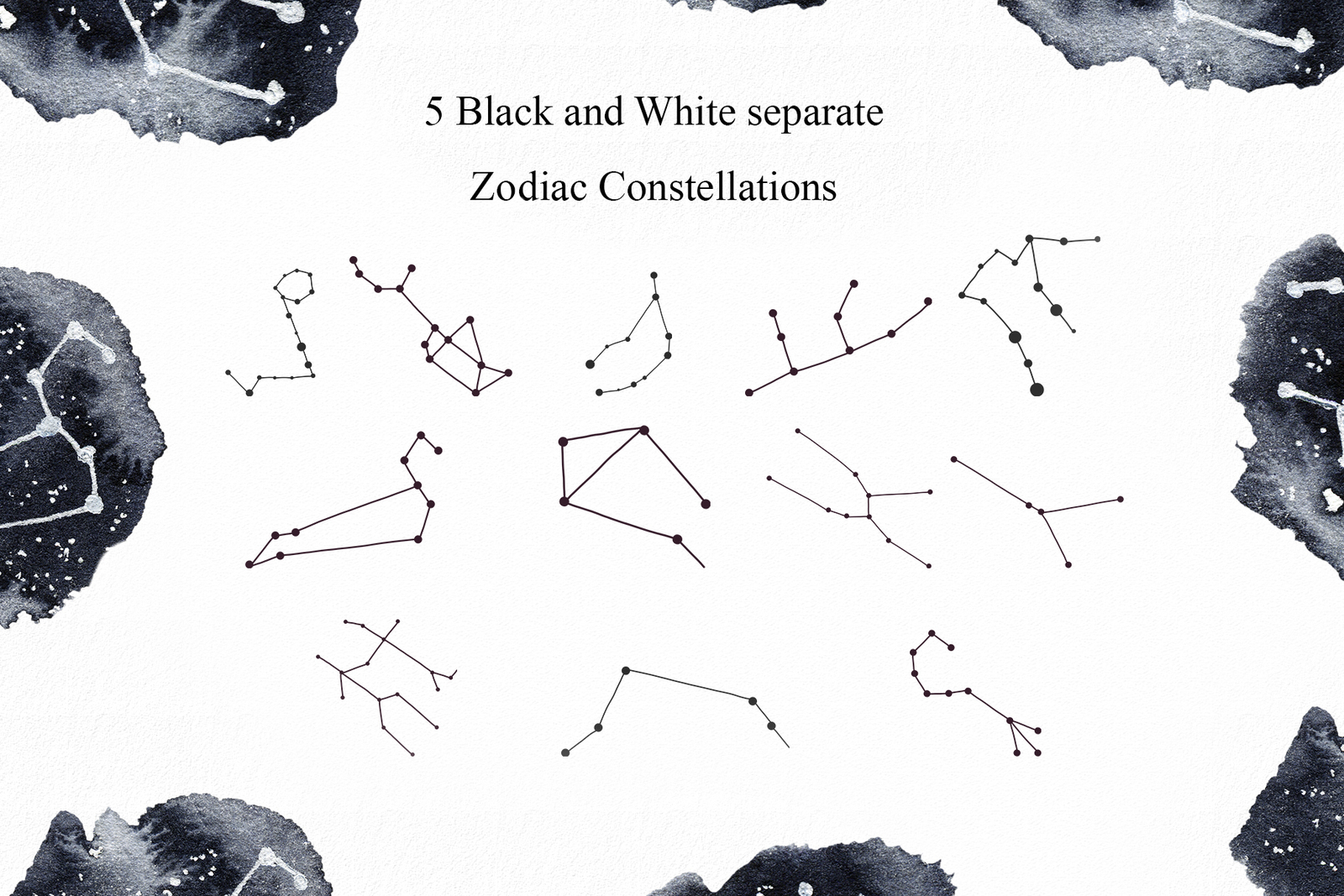 Zodiac Constellations &amp; Moon clipart