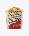 Large Glossy Caramel Popcorn Bucket Mockup - Front View - Free Download