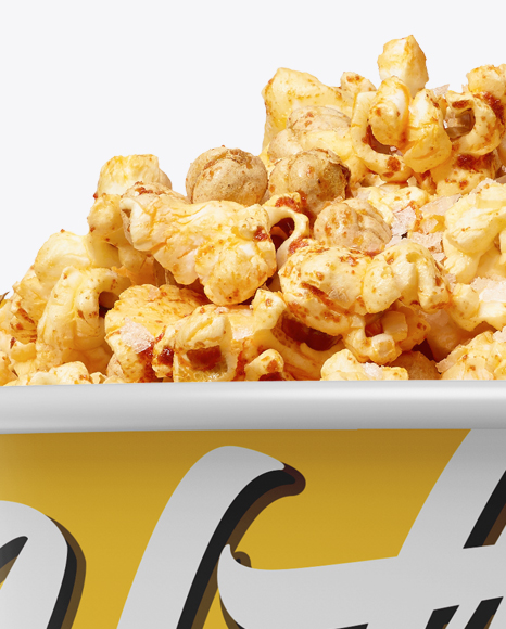 Large Glossy Caramel Popcorn Bucket Mockup - Front View