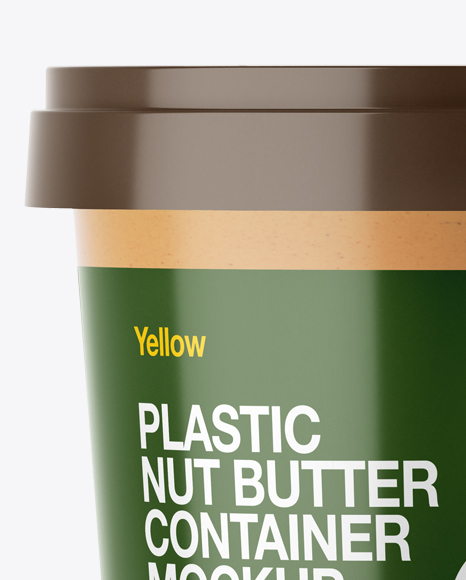 Frosted Plastic Container With Nut Butter Mockup - Eye-Level Shot