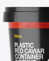 Glossy Plastic Container With Red Caviar Mockup - Eye-Level Shot