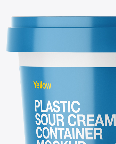 Frosted Plastic Container With Sour Cream Mockup - Eye-Level Shot