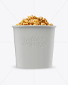 Large Matte Caramel Popcorn Bucket Mockup - Eye-Level Shot - Free