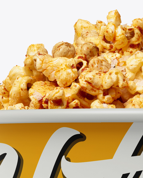 Large Matte Caramel Popcorn Bucket Mockup - Eye-Level Shot